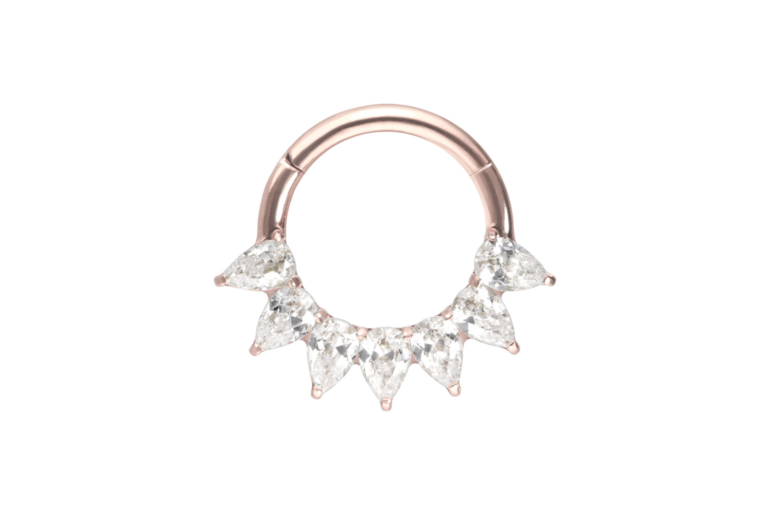 Titan Segmentring Clicker Piercing 7 EINGEFASSTE KRISTALLTROPFEN